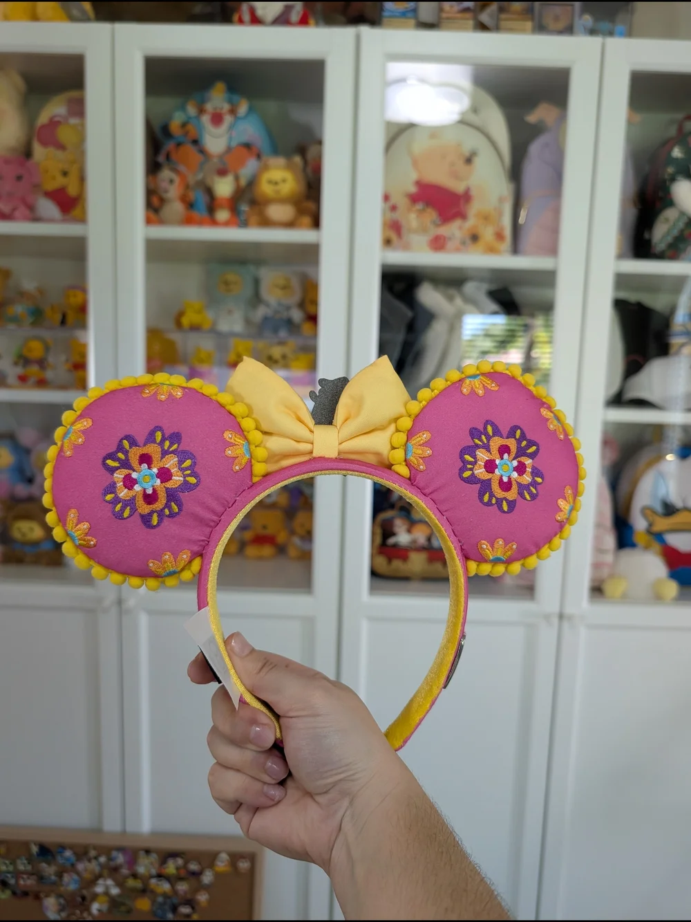 Disney Pink & Yellow Donald Duck Embroidered Ear Headband